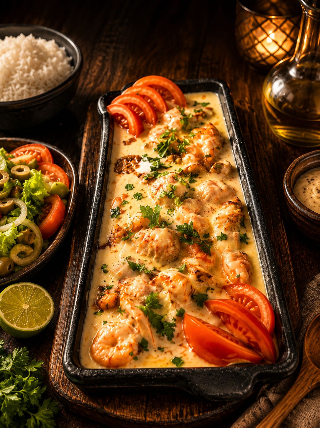 Peixe na Telha ao Molho Branco com Banana da Terra